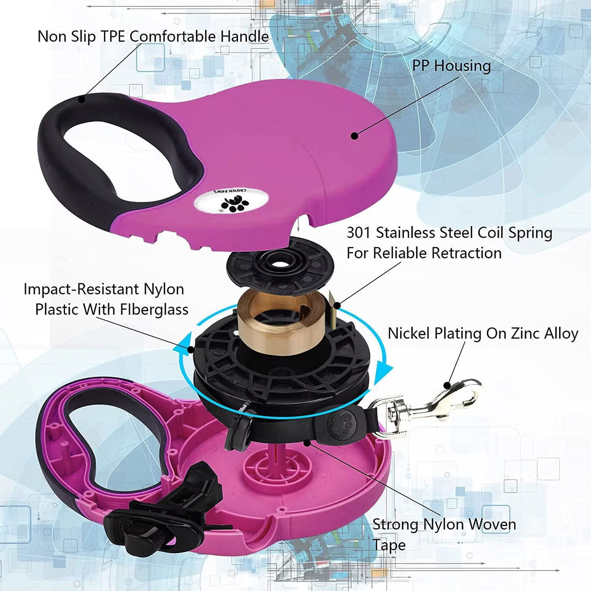 CROWN PAWS Leash in Small, Pink