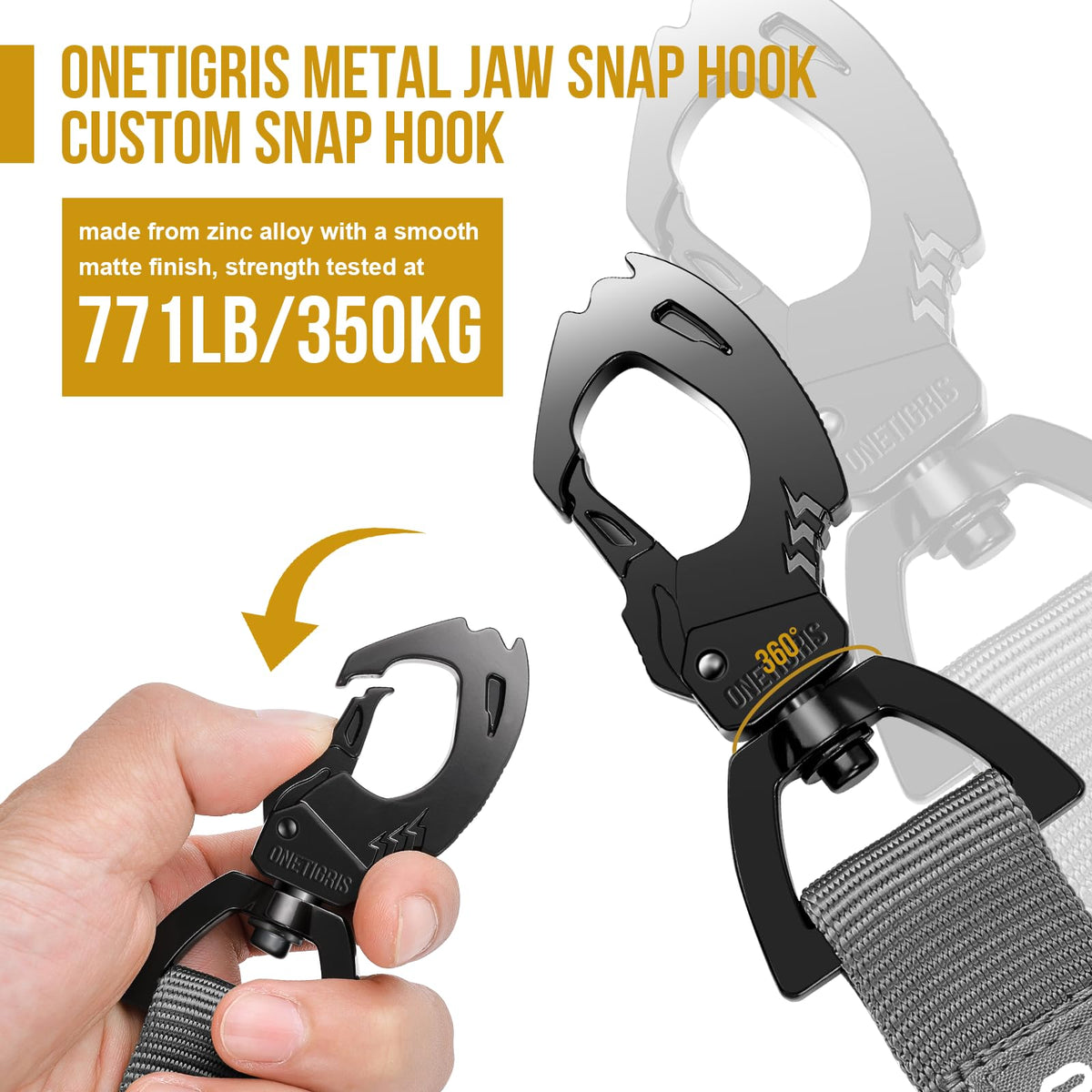 ONETIGRIS Leash in 85cm-118cm/33.5in-46.5in, Grey