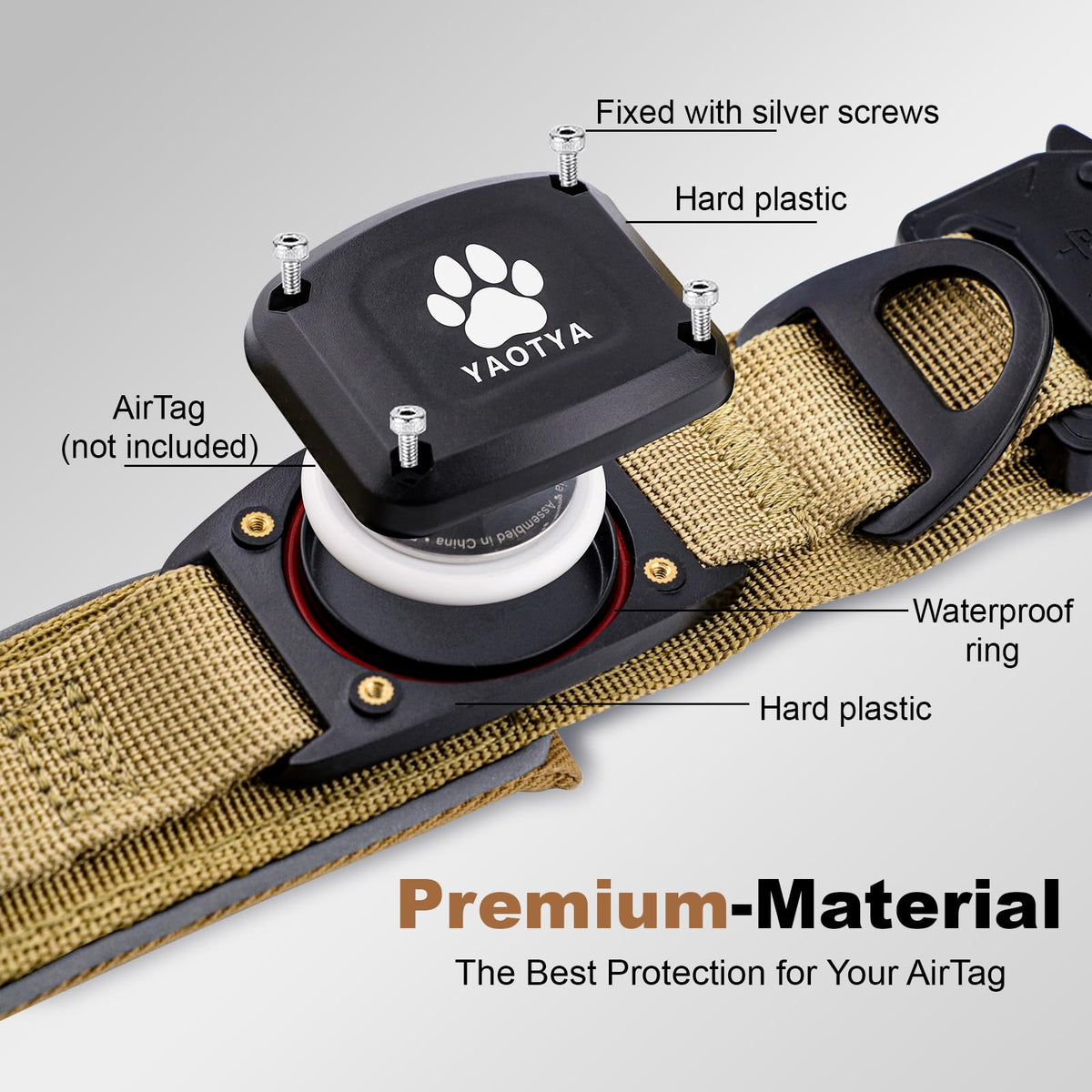 YaoTya Animal Collar in M(15"-18.5"), Khaki