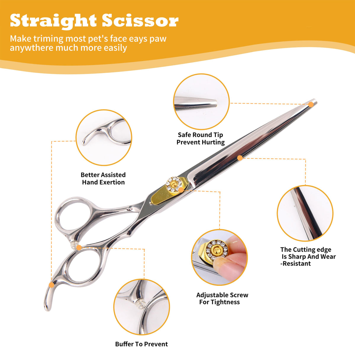 hyzrqwyw Scissors in 4 pieces - Professional Kit, Silver
