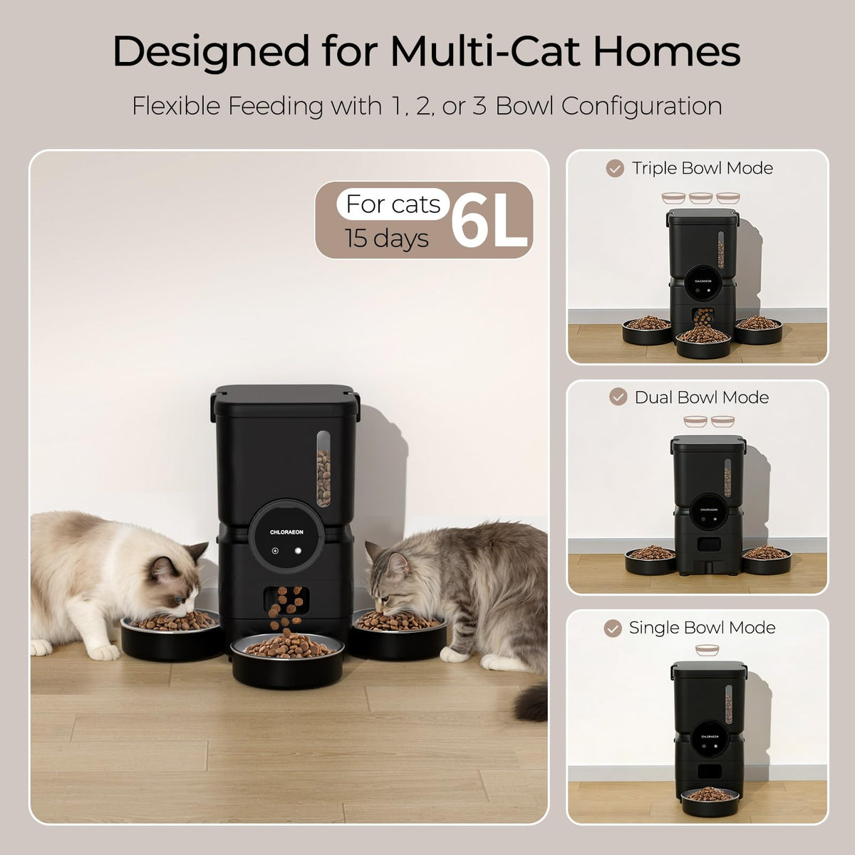 Chloraeon Pet Feeder in Black