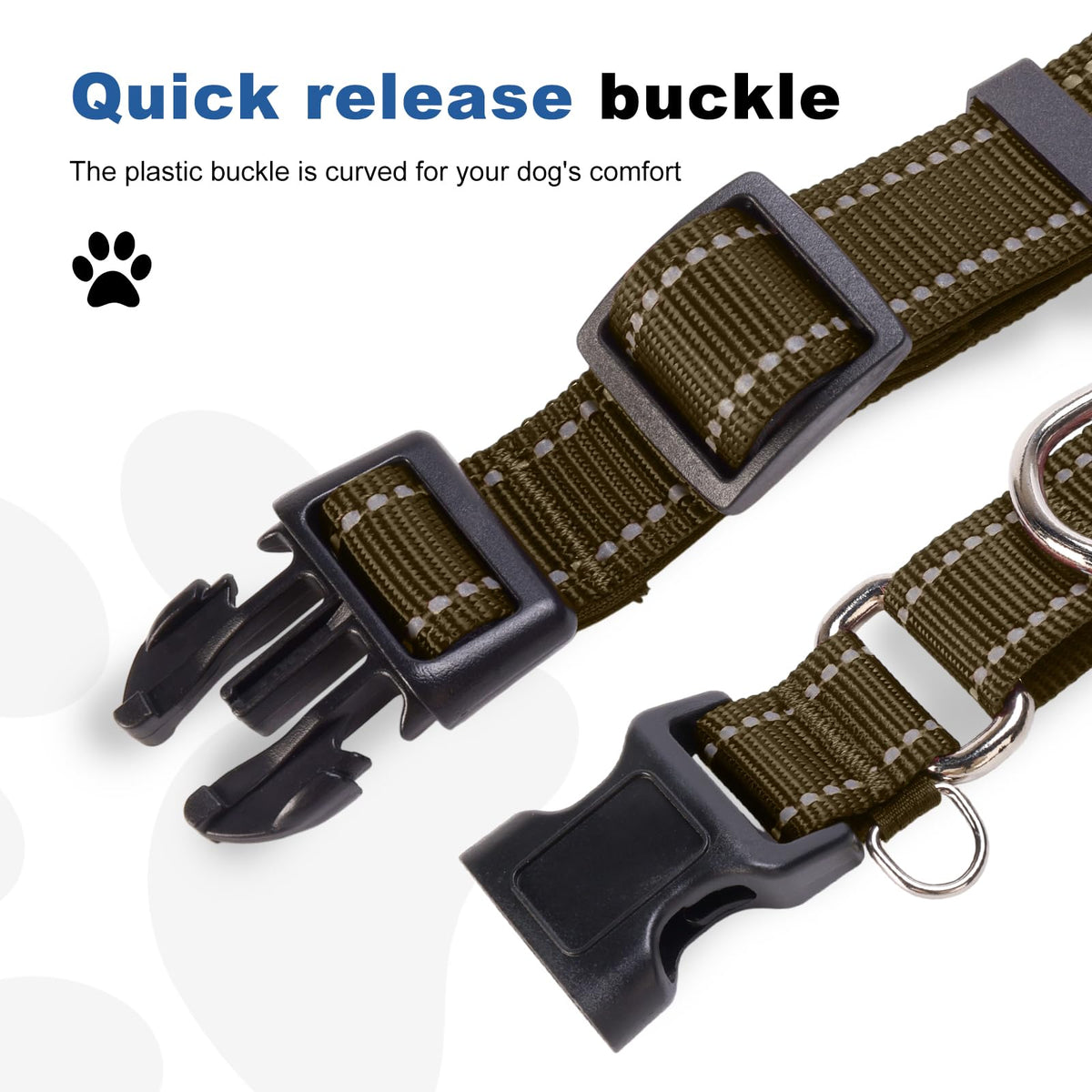 GDLKPS Animal Collar in XS:3/4" Wide for 11.5"-13.5" Neck, Army Green