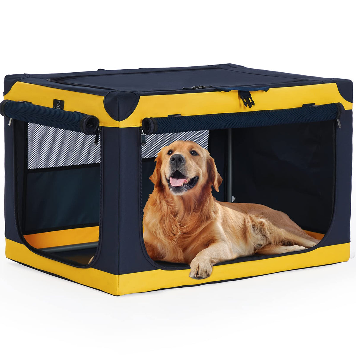 A 4 Pet Animal Cage in 40.0"L x 25.0"W x 25.0"H, Blue+Yellow