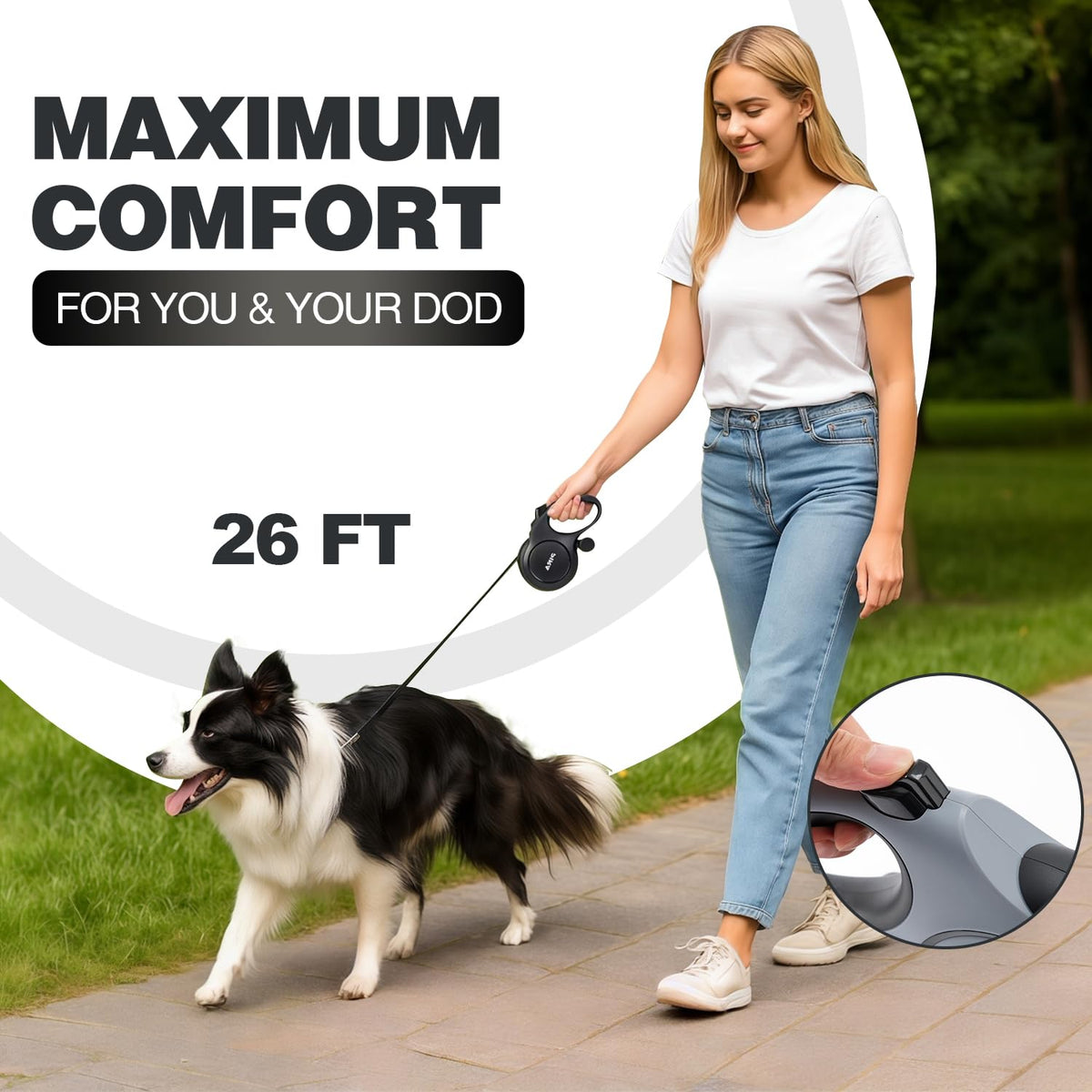 Pina Leash in 26 ft, Black