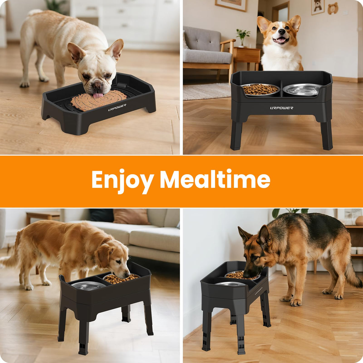 URPOWER Pet Feeder in Large, Black