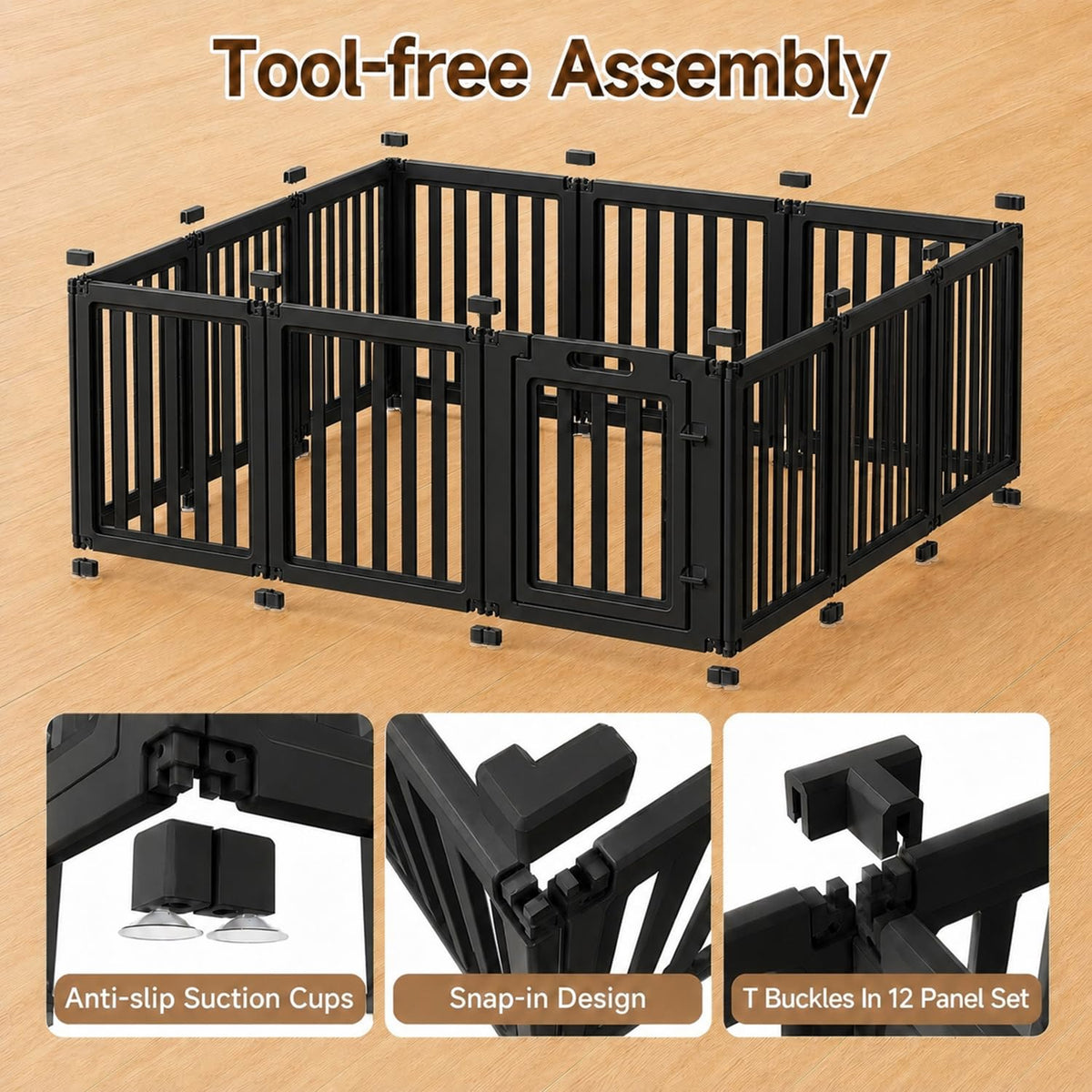 everfront Pet Playpen in 30", Black