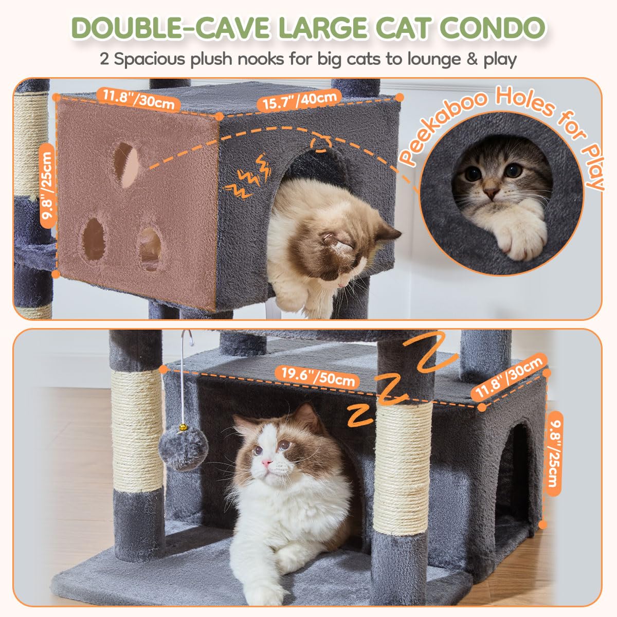 Taoqimiao Pet Activity Structure in 79 inch, Smoky Gray