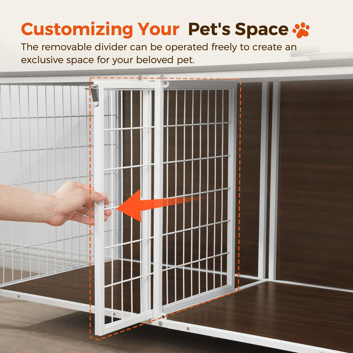 MAHANCRIS Animal Cage in 43.3"L x 21.7"W x 26.4"H, White and Walnut