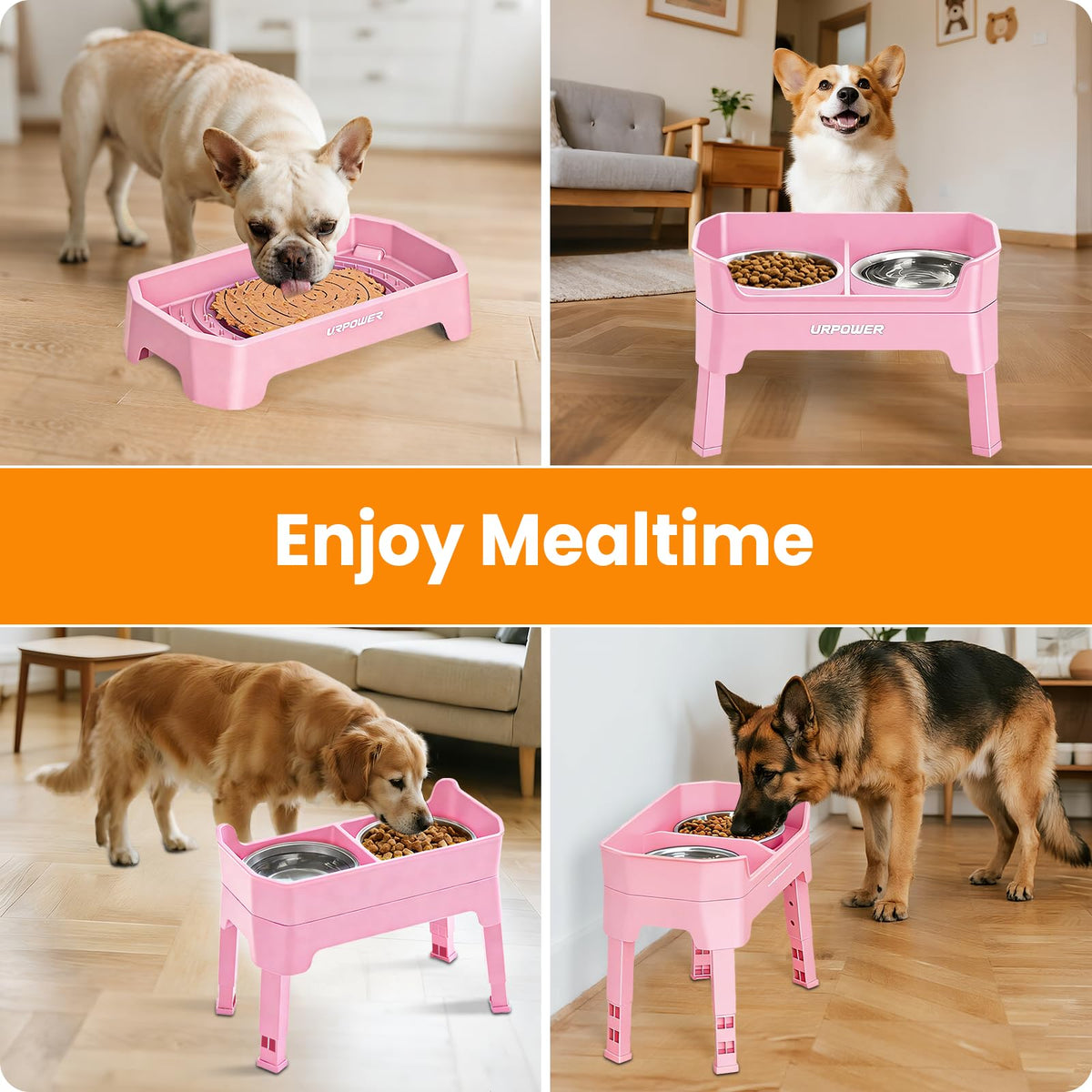 URPOWER Pet Feeder in Large, Pink