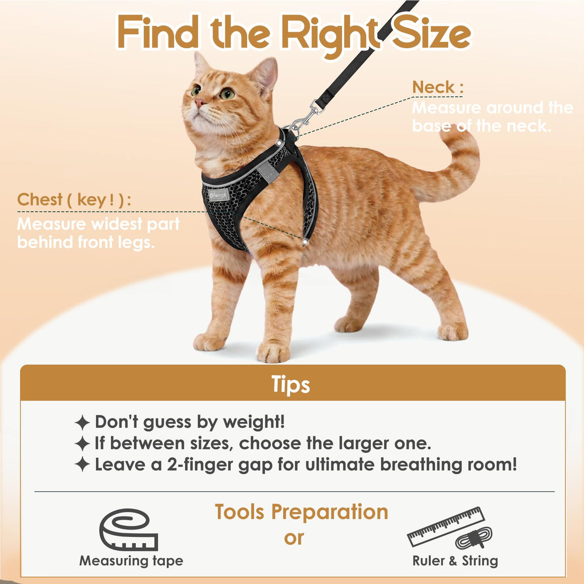 Oriwings Animal Harness in XXS, Black