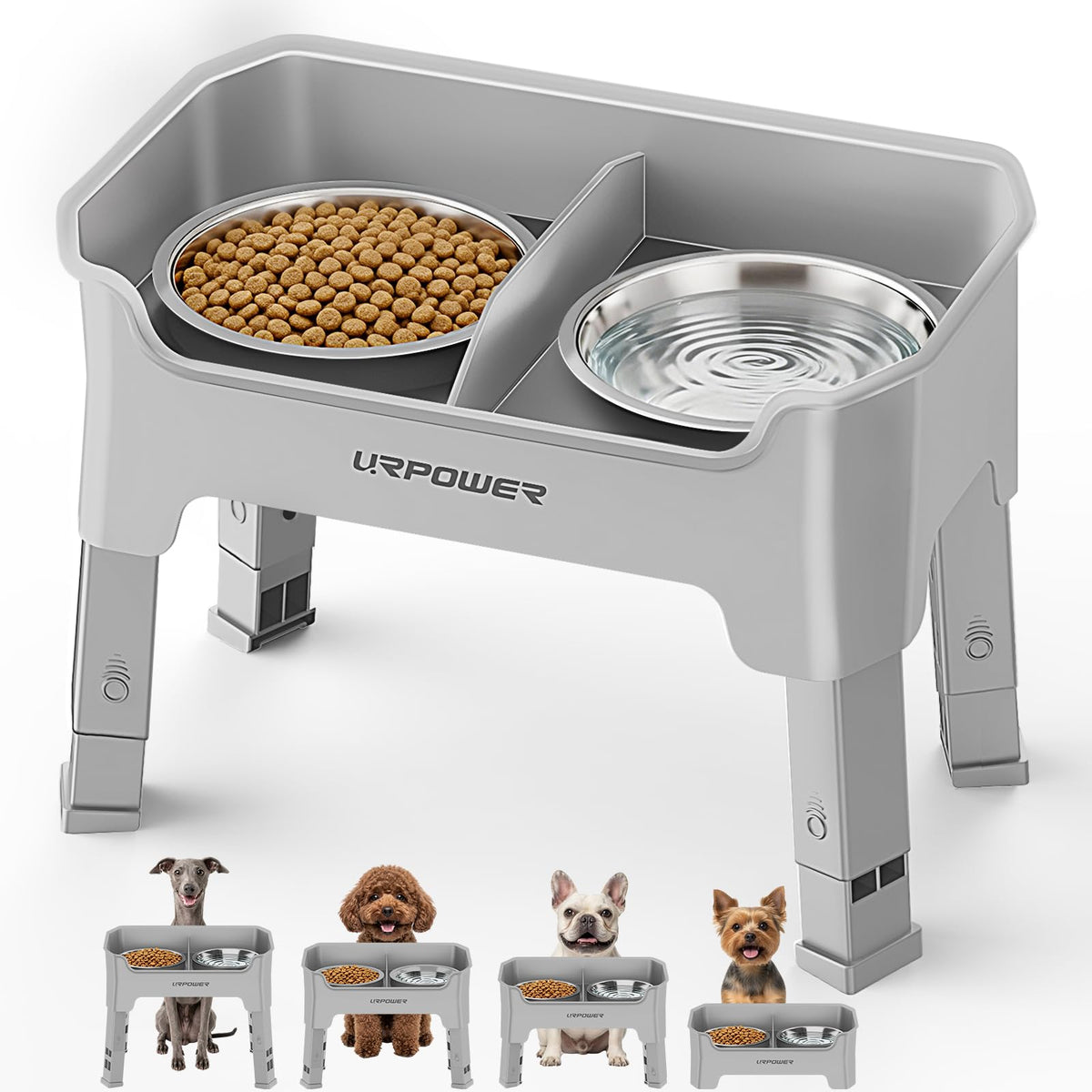 URPOWER Pet Feeder in Small, Light Grey