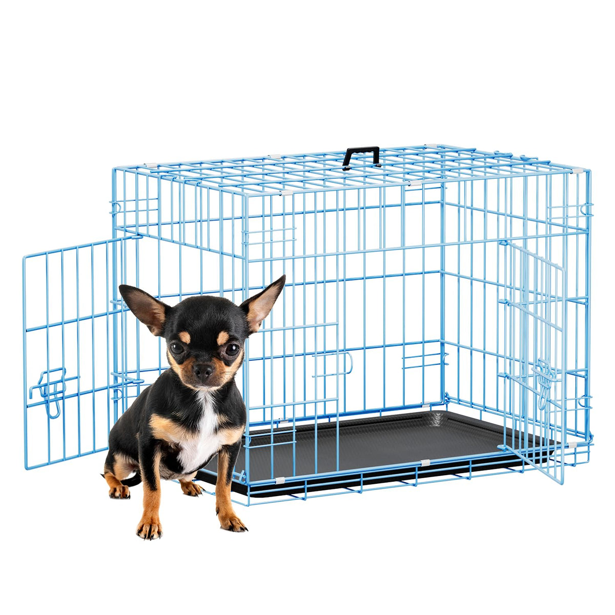 FDW Animal Cage in 24.0"L x 16.0"W x 19.0"H, Blue