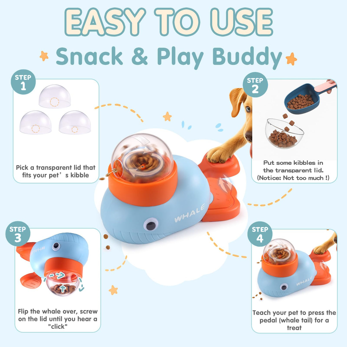 Star&Mi Pet Feeder in Whale-Blue