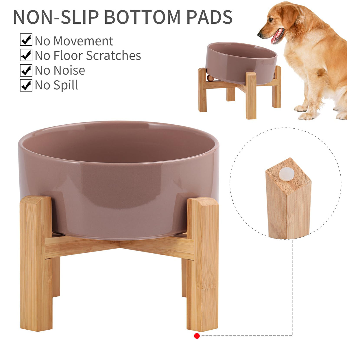 DJJJOOYS Pet Feeder in Slanted Small Dog Bowl, Khaki