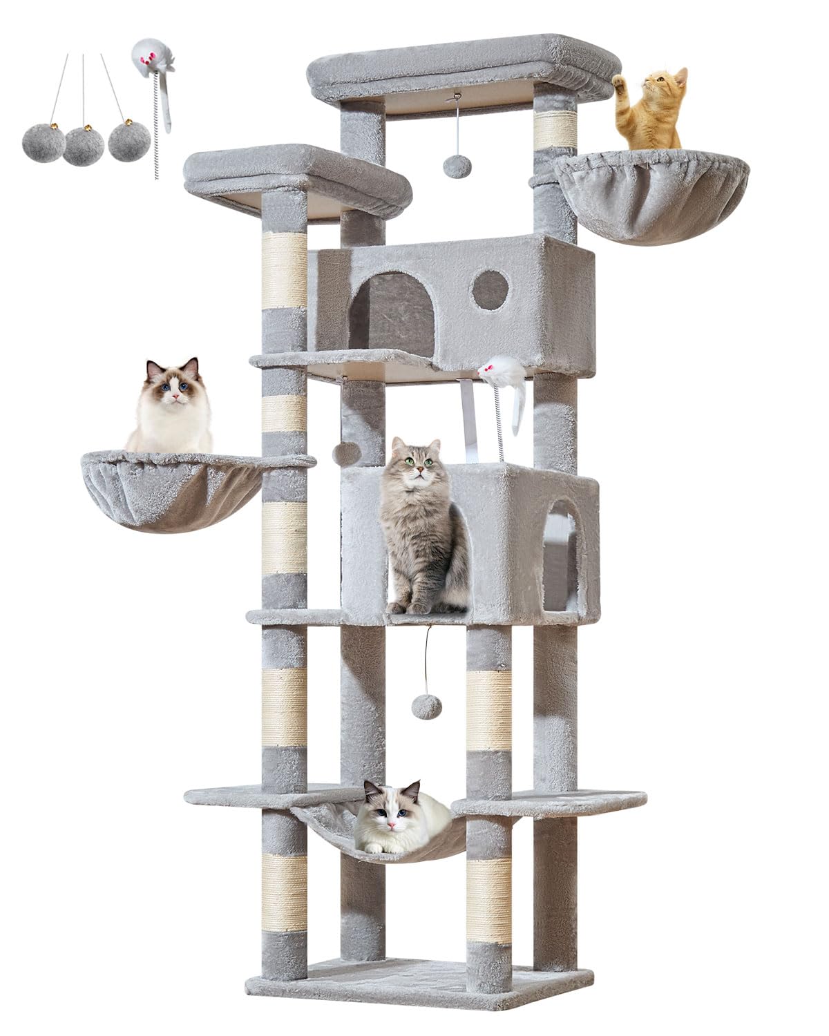 Taoqimiao Pet Activity Structure in 76 inch, Light Gray