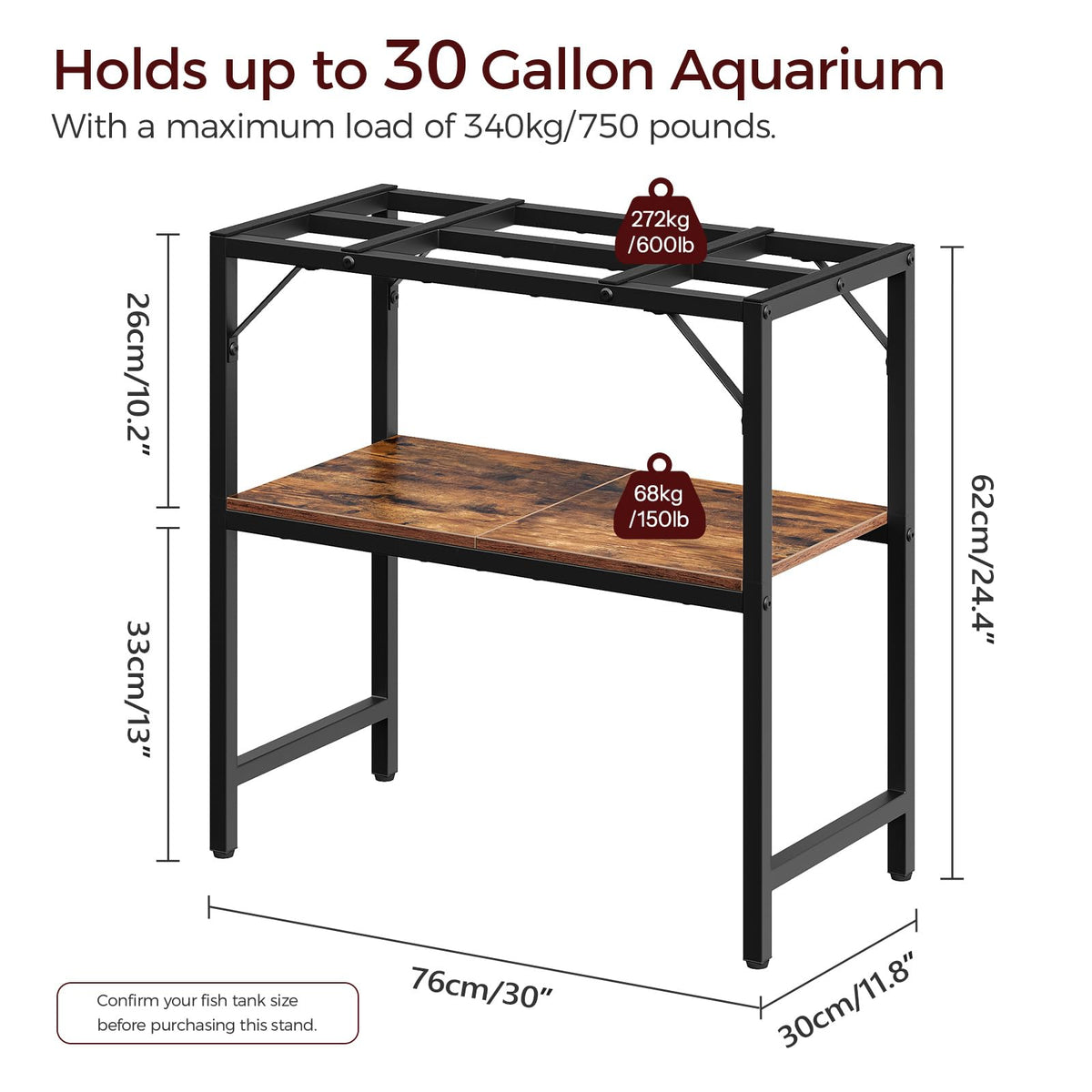 MAHANCRIS Item Stand in 30 Gallon, Rustic Brown