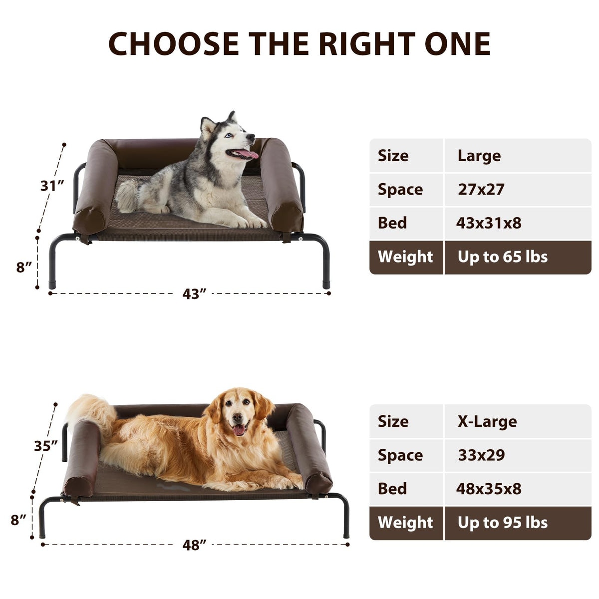 RRPETHOME Pet Bed Mat in 48.0"L x 35.0"W x 8.0"Th, Brown