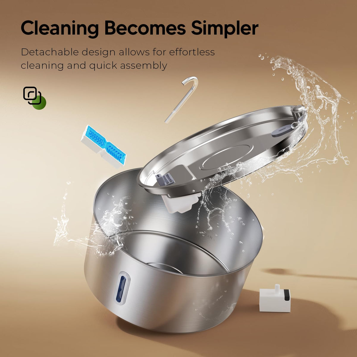 PEKTACO Animal Water Dispenser in silvery