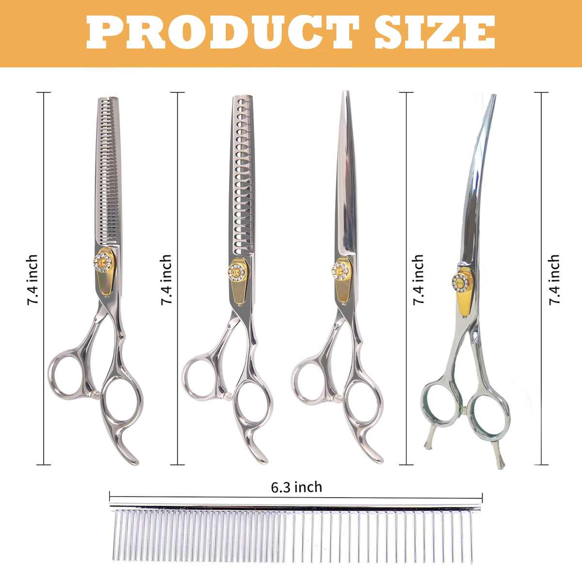 hyzrqwyw Scissors in 4 pieces - Professional Kit, Silver