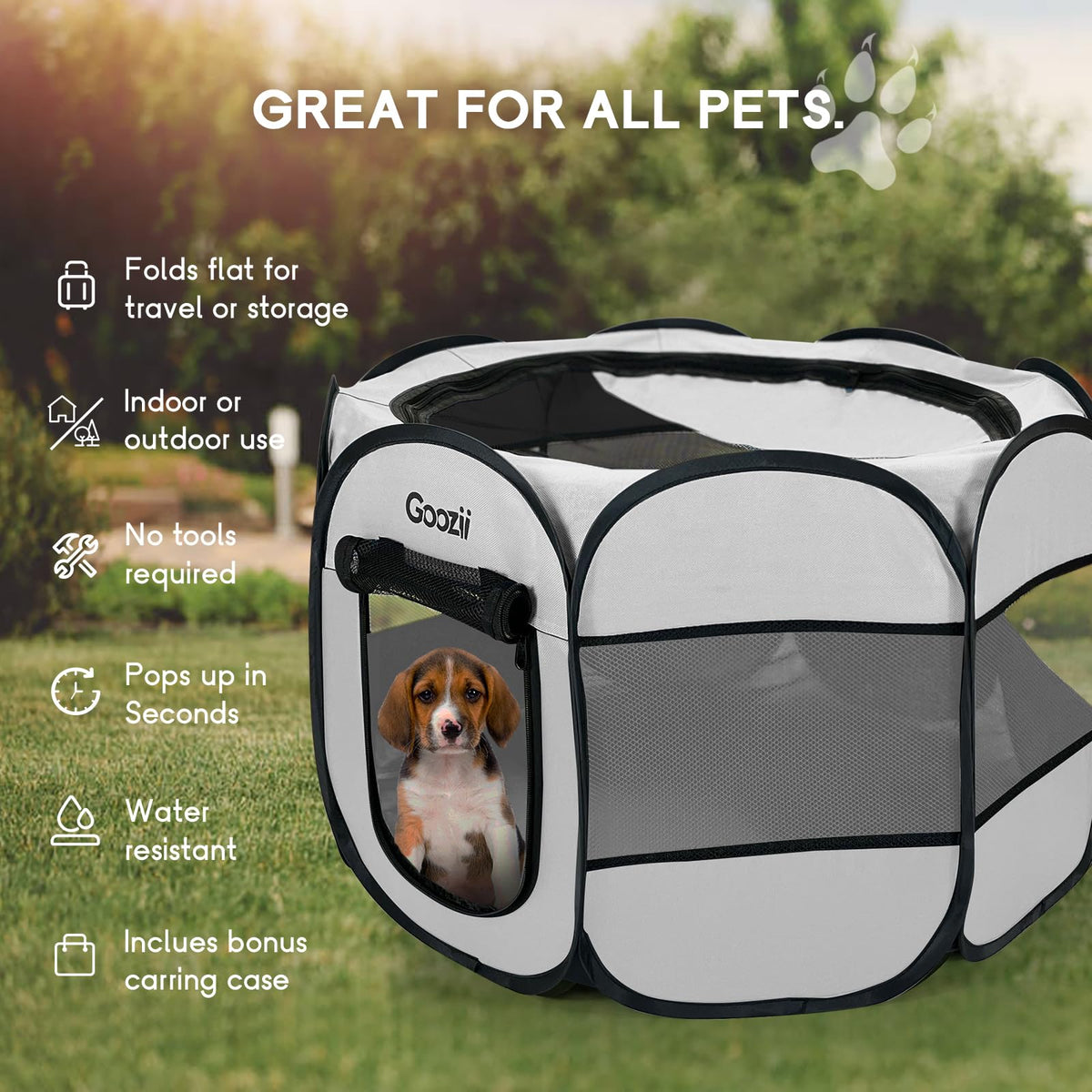 Goozii Pet Playpen in Light Grey