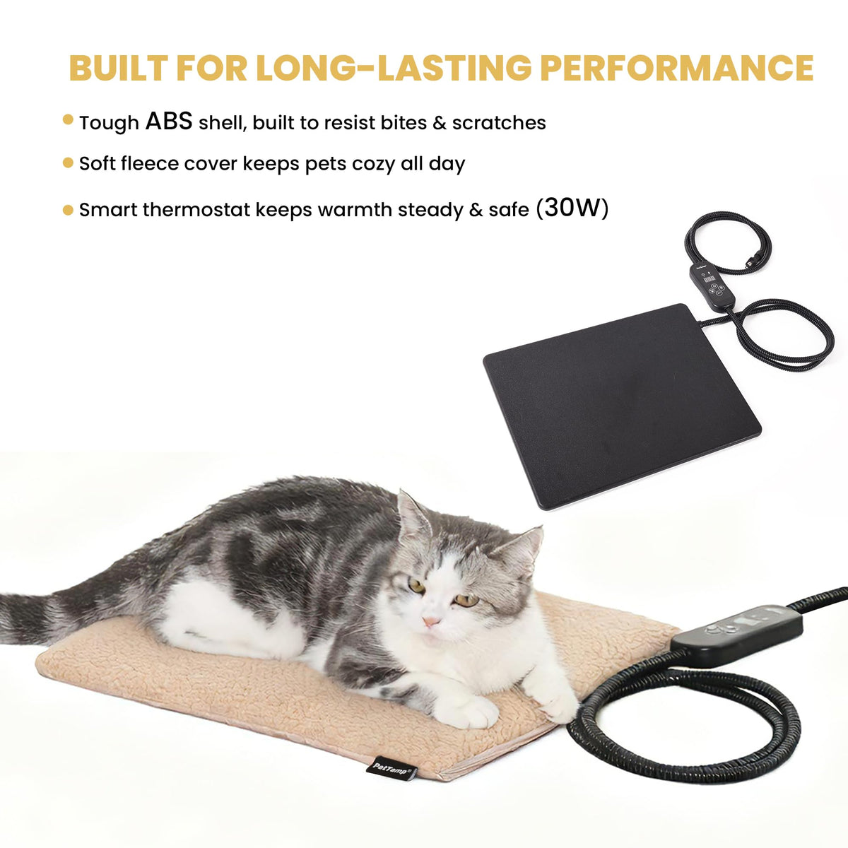 PetTemp Pet Bed Mat in M: 16" x 13", Black