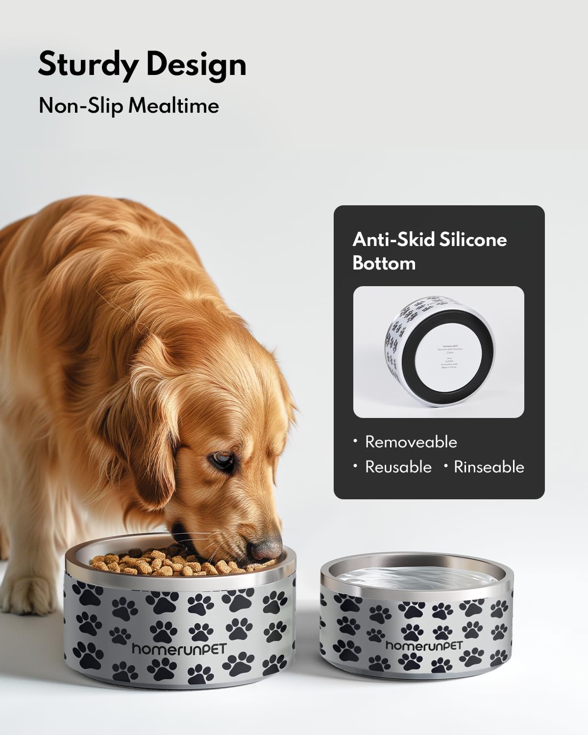 HomeRunPet Pet Feeder in 32oz, Paw Print