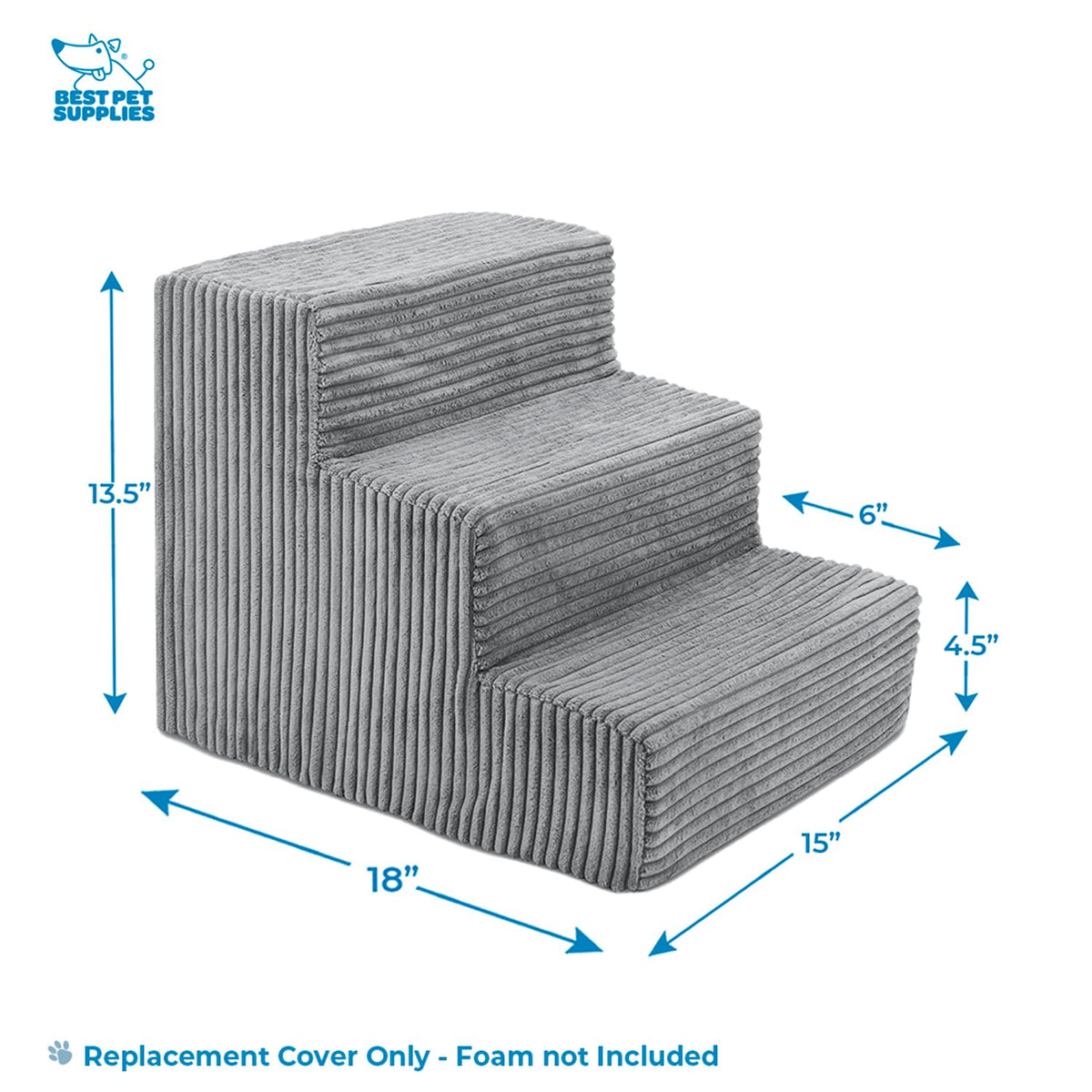 Best Pet Supplies Animal Stair in H: 13.5 Inches, Gray