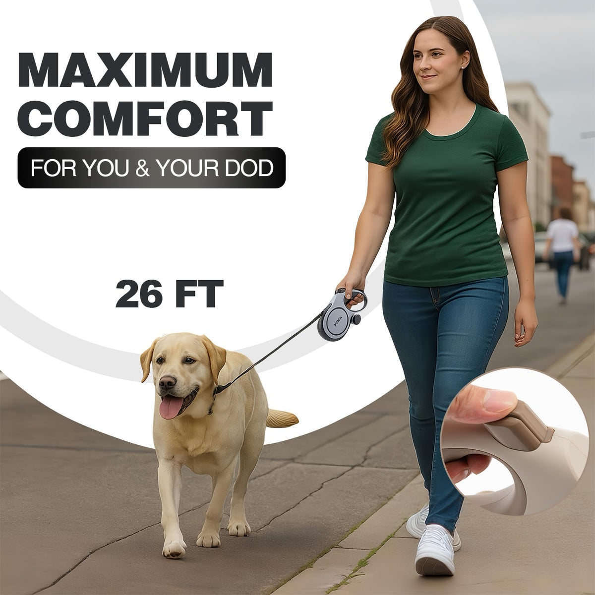 Pina Leash in 26 ft, Grey