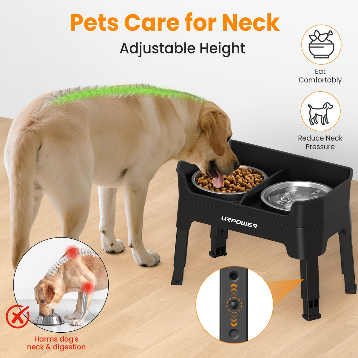 URPOWER Pet Feeder in Large, Black