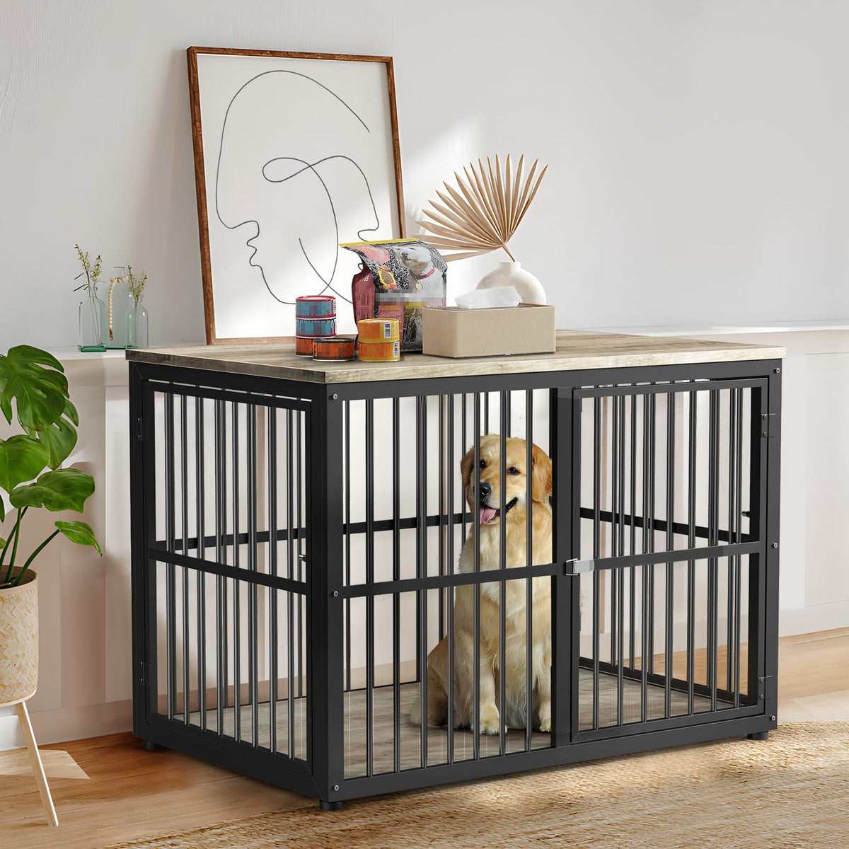 Lyromix Animal Cage in 43.3"L x 29.9"W x 33.1"H, Ancient gray