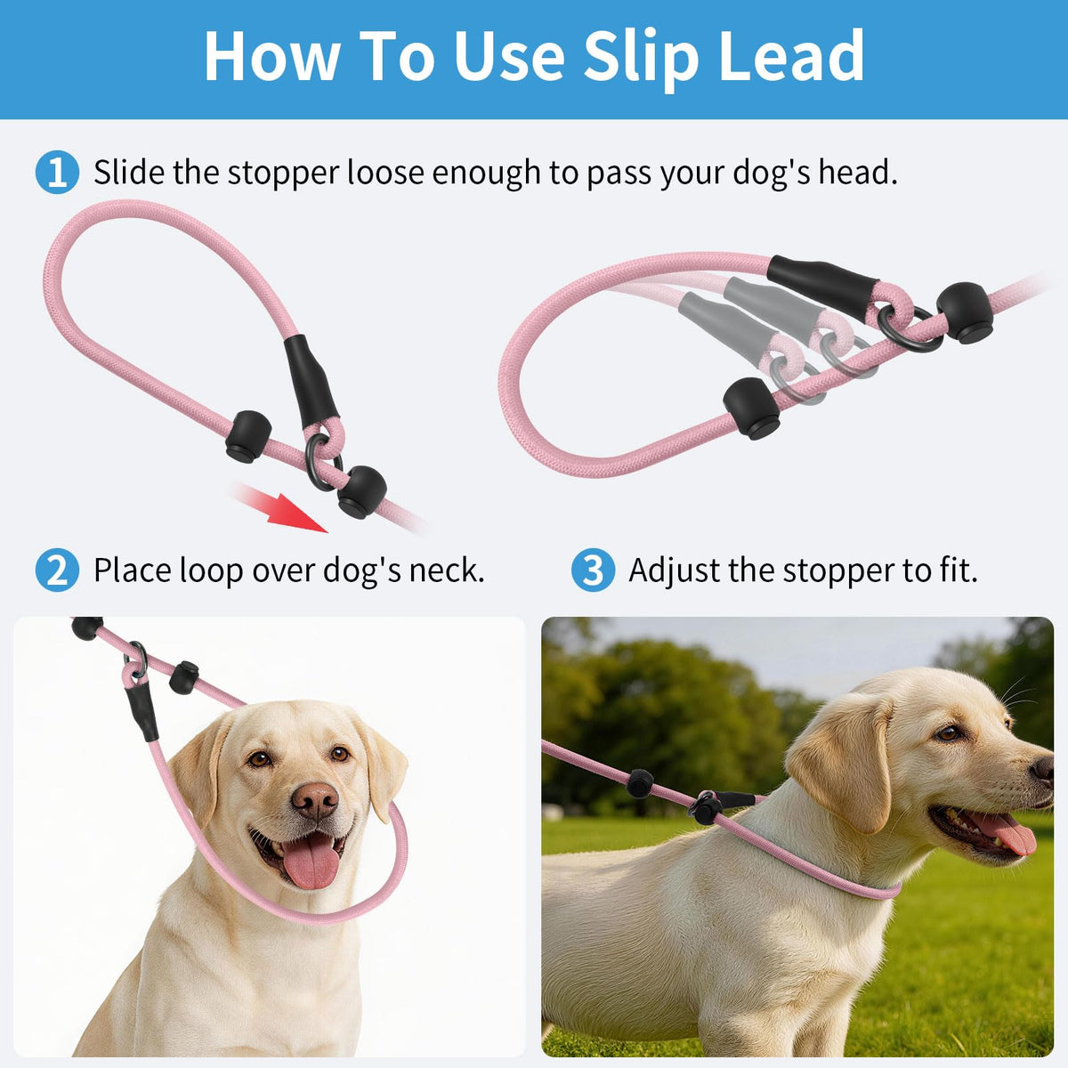 kazazoo Leash in Adjustable (5.5ft to 8.5ft), Gradient Pink