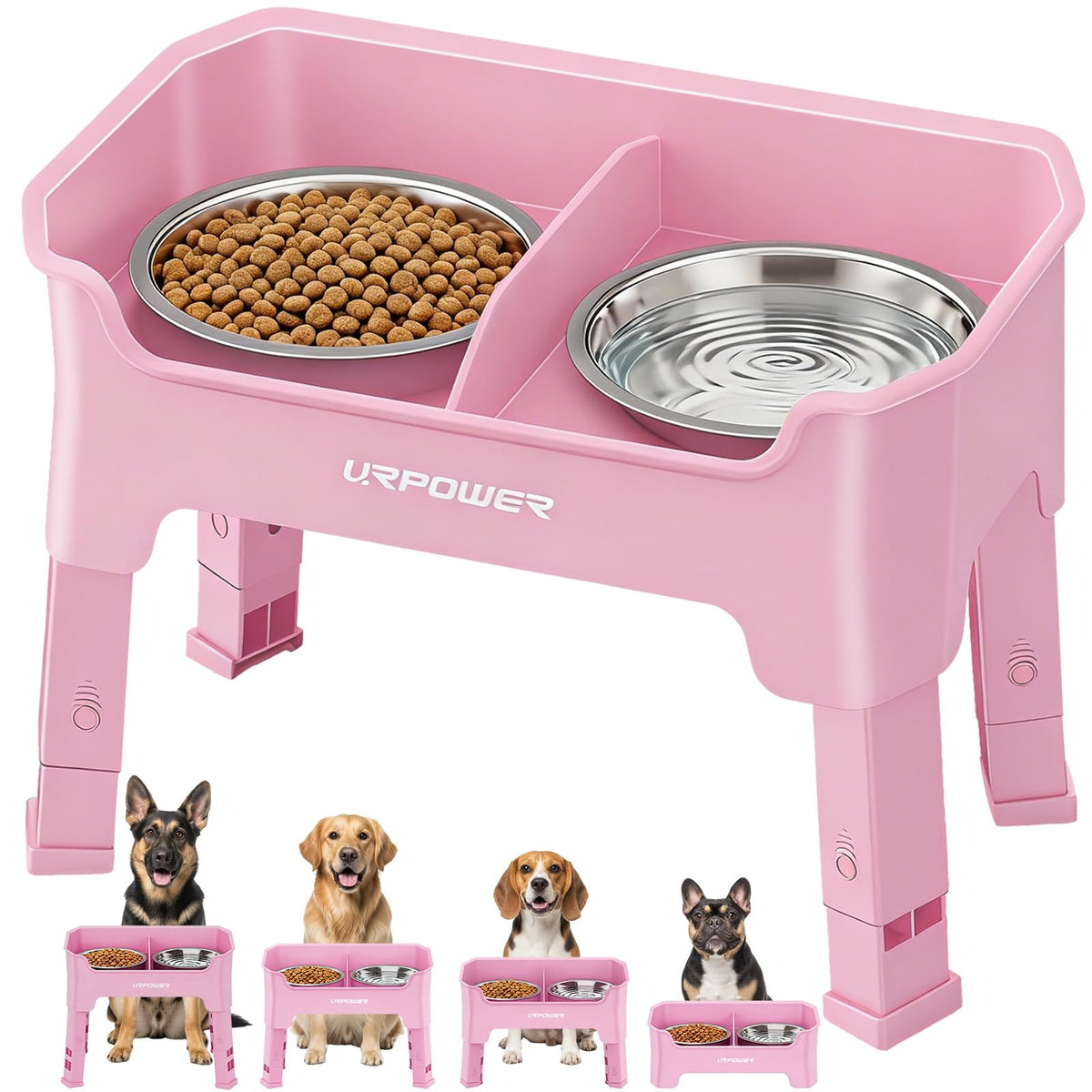URPOWER Pet Feeder in Medium, Pink