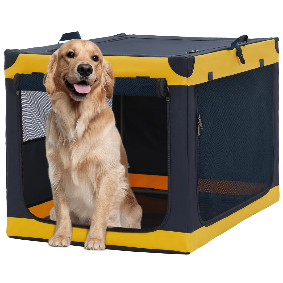 A 4 Pet Animal Cage in 40.0"L x 25.0"W x 25.0"H, Blue+Yellow