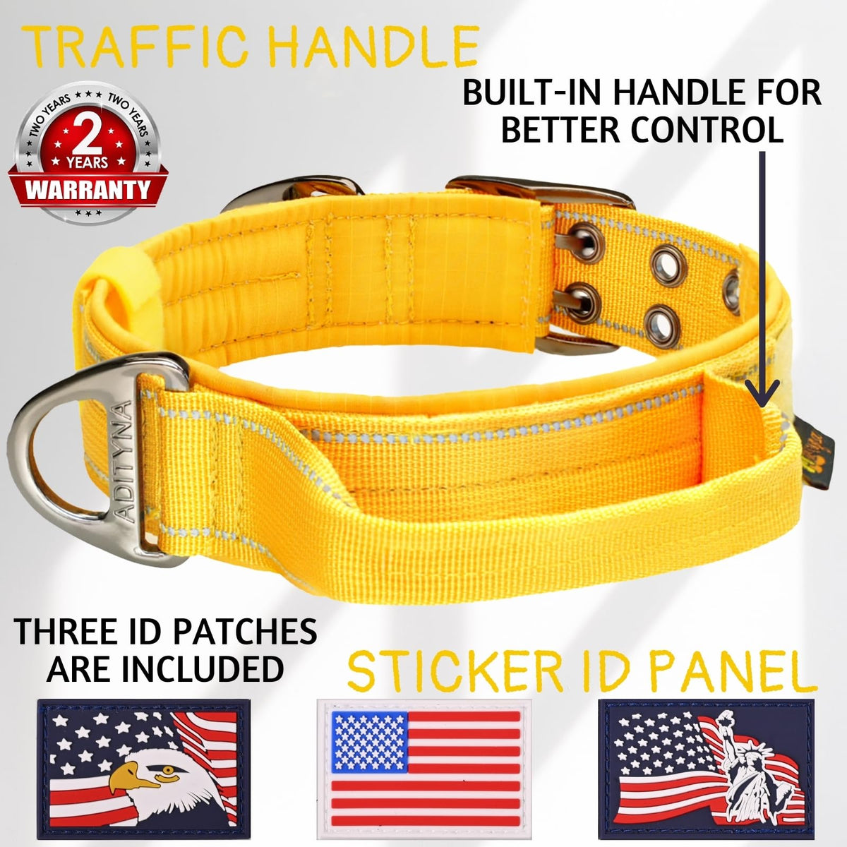 ADITYNA Animal Collar in Medium: Fit 15-19" Neck, Yellow