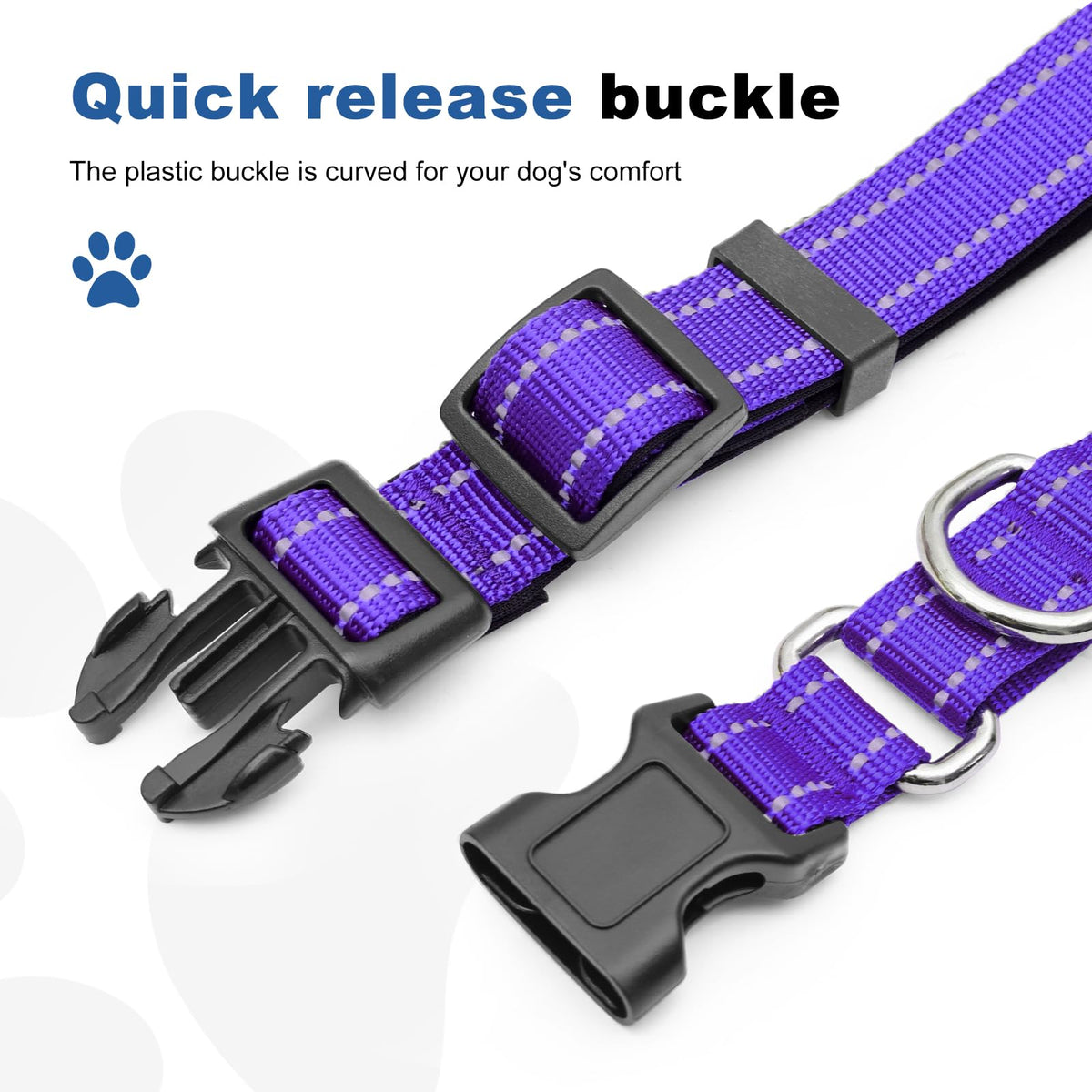 GDLKPS Animal Collar in XS:3/4" Wide for 11.5"-13.5" Neck, Purple