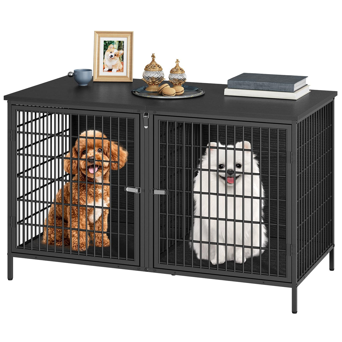 MAHANCRIS Animal Cage in 43.3"L x 21.7"W x 26.4"H, Black