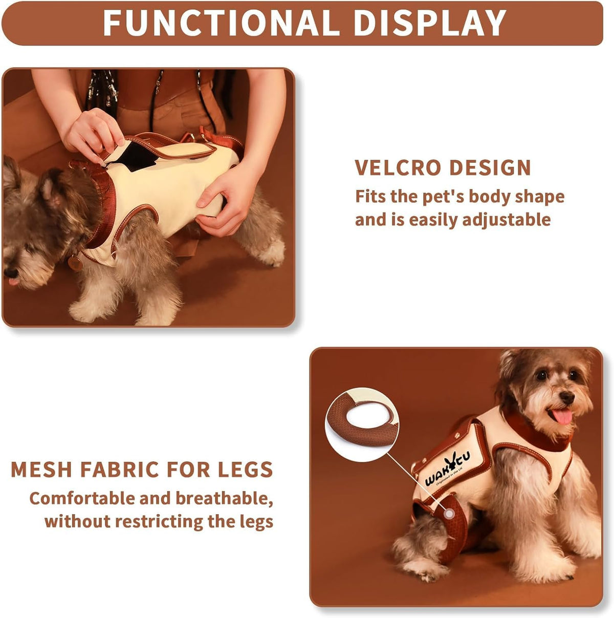 wakytu Animal Harness in Small(4-8 LBS), 1.0 White