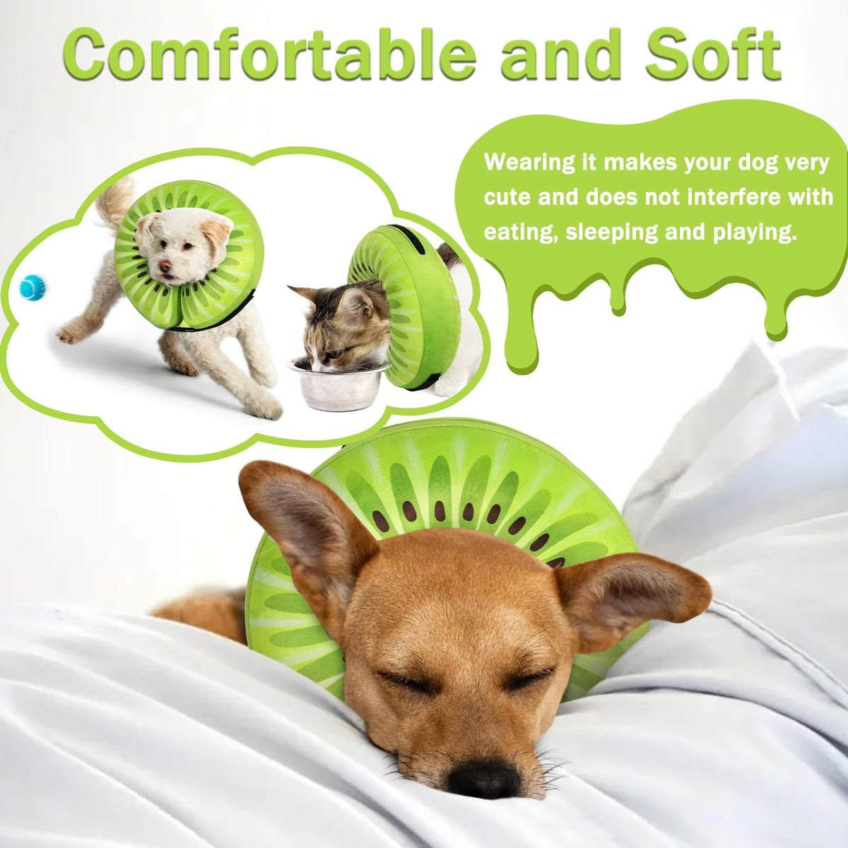 Cneo Animal Recovery Collar Cone in S（neck 4"-7"）, Kiwi