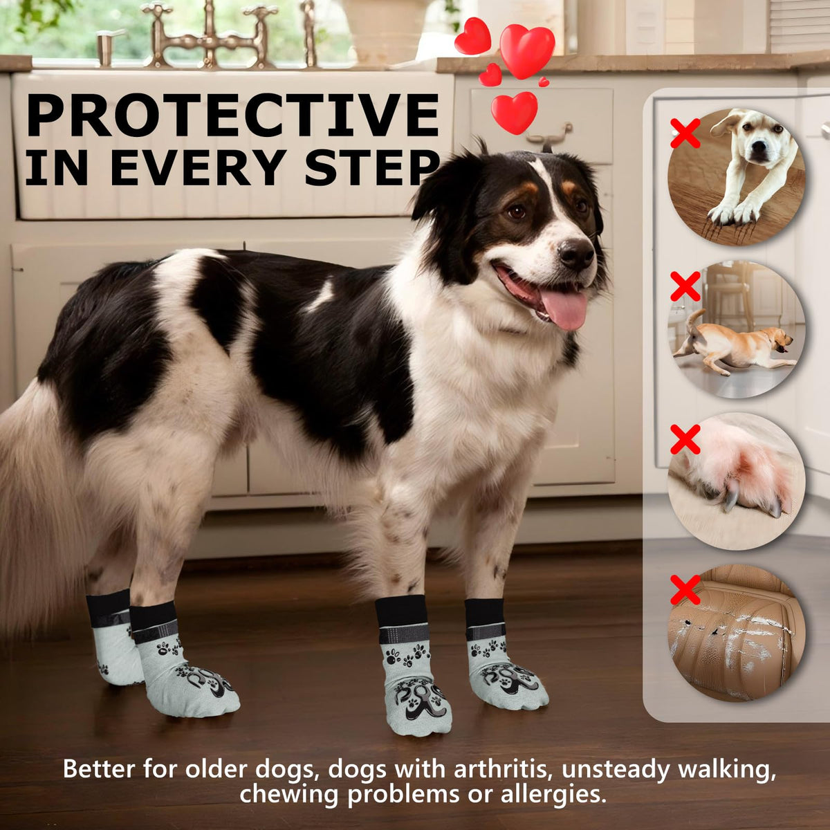ROUWINNE Paw Hoof Protector in XS(Pack of 4), Light Grey and Black