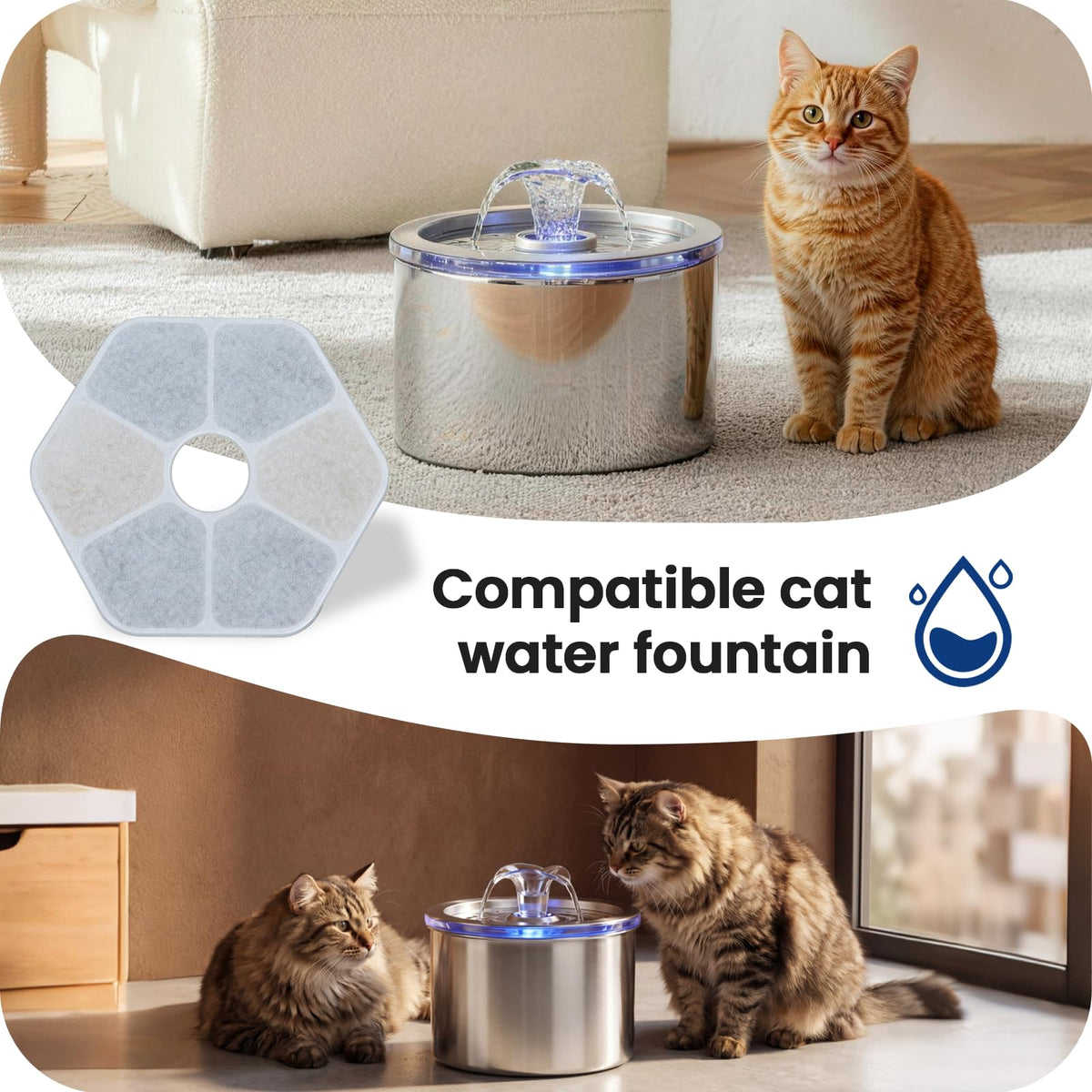 Zvaiv Animal Water Dispenser in 6 Filters + 6 Pump Sponges