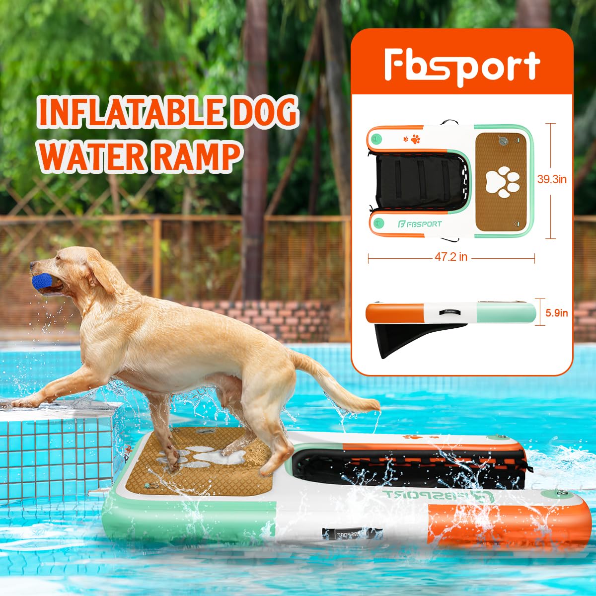 FBSPORT Ramp in 47"*39"*6", Teal&orange White