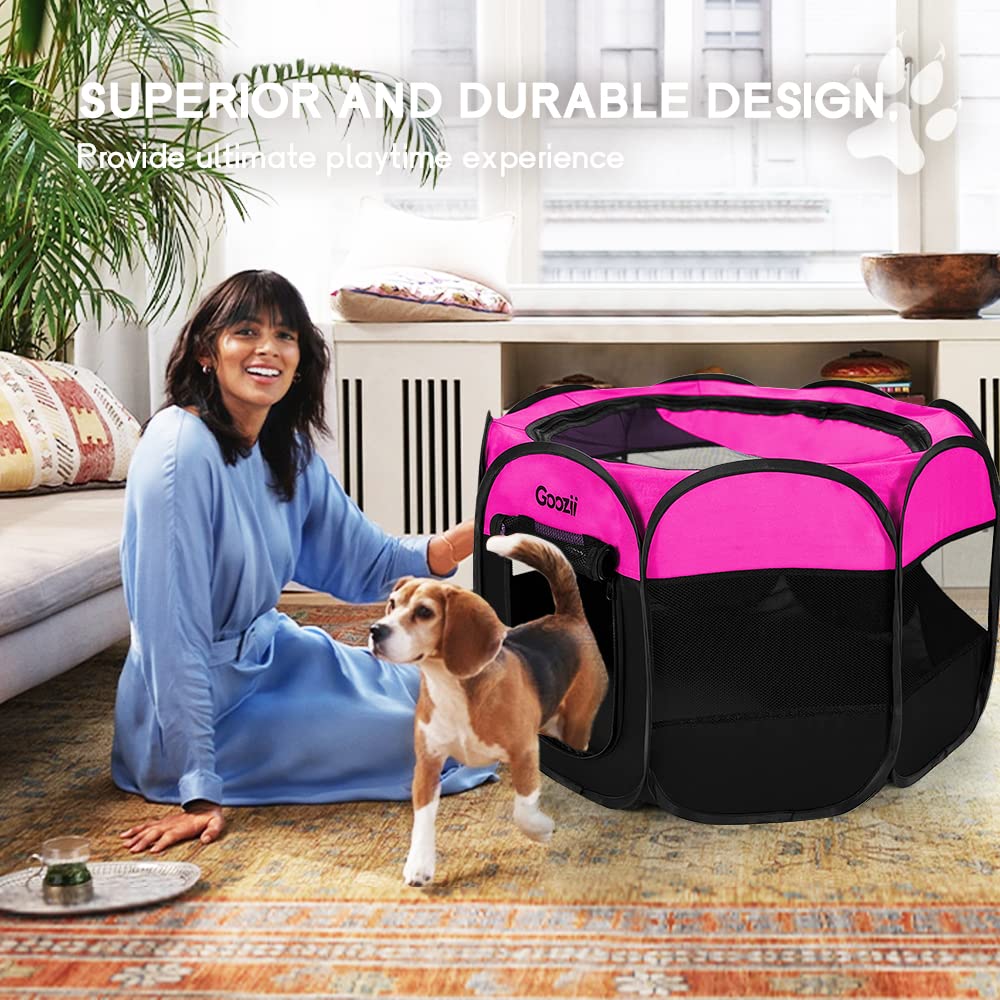 Goozii Pet Playpen in S [29" x 29" x 17"], Pink