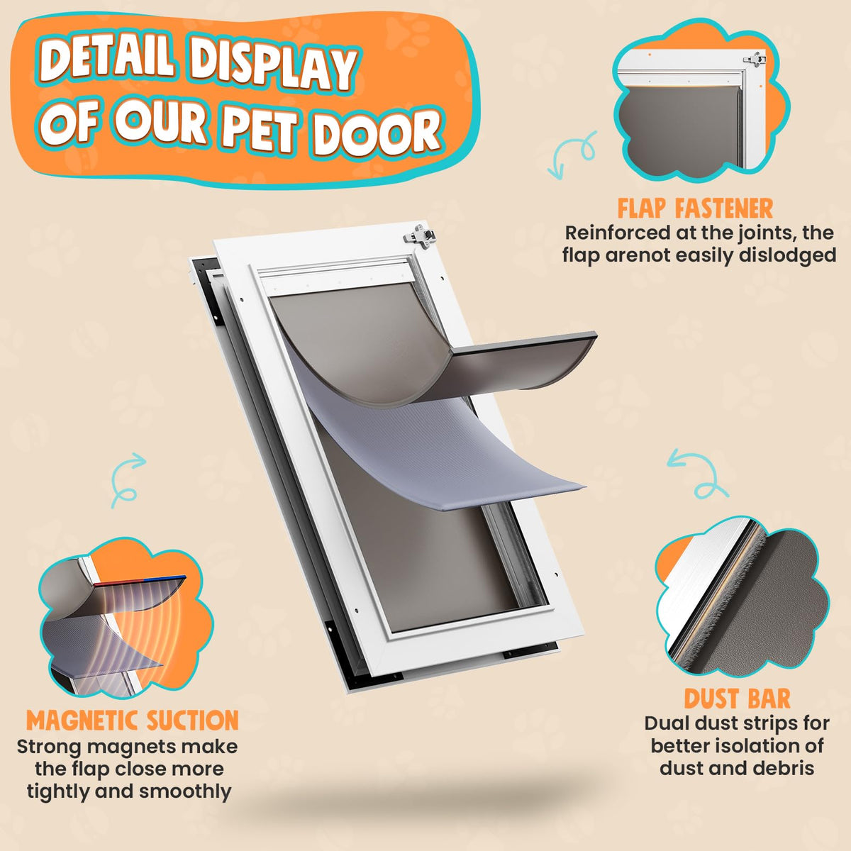 Tiylibe Pet Door in Large, White