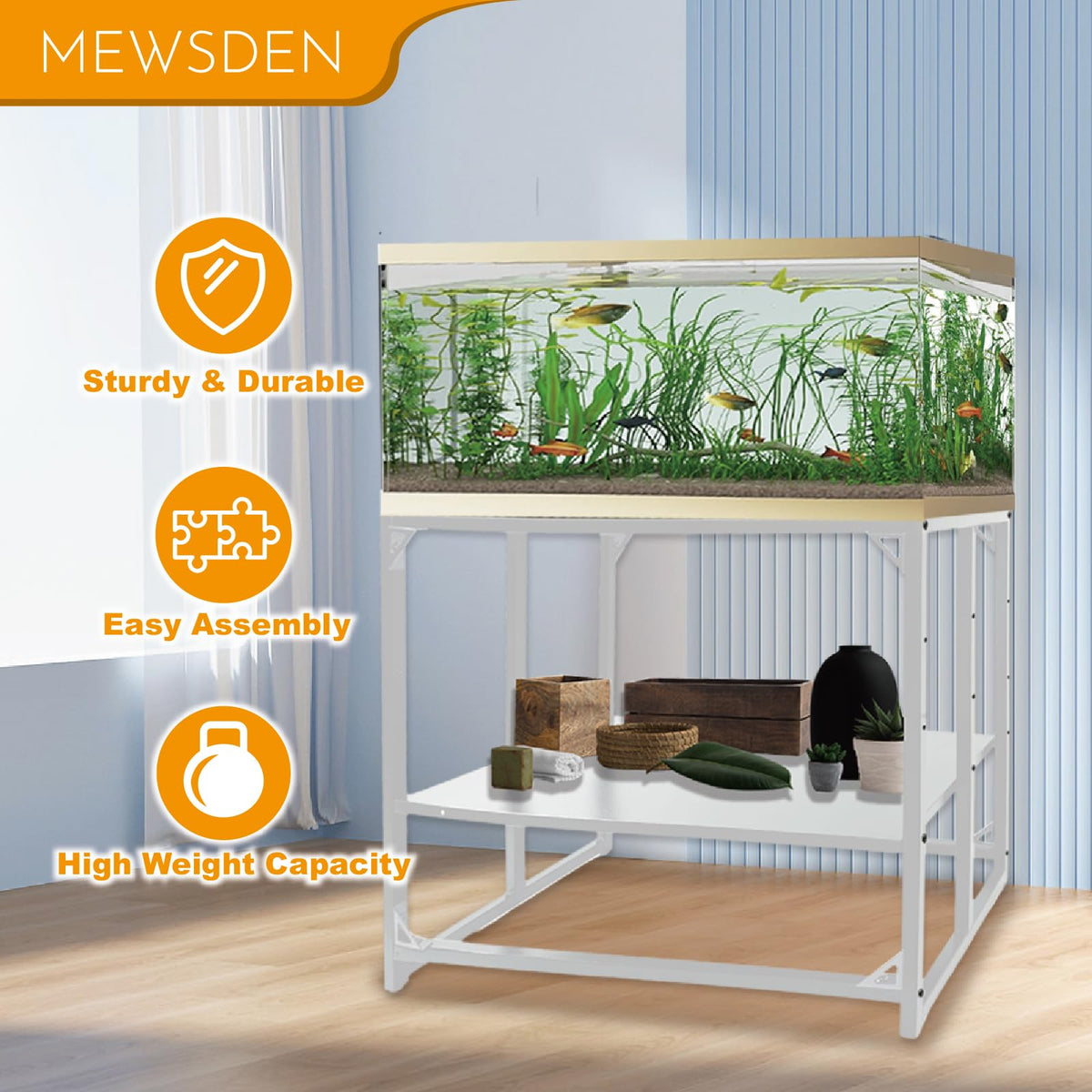 MEWSDEN Item Stand in (10 Gallon)24.8"x9.25", White