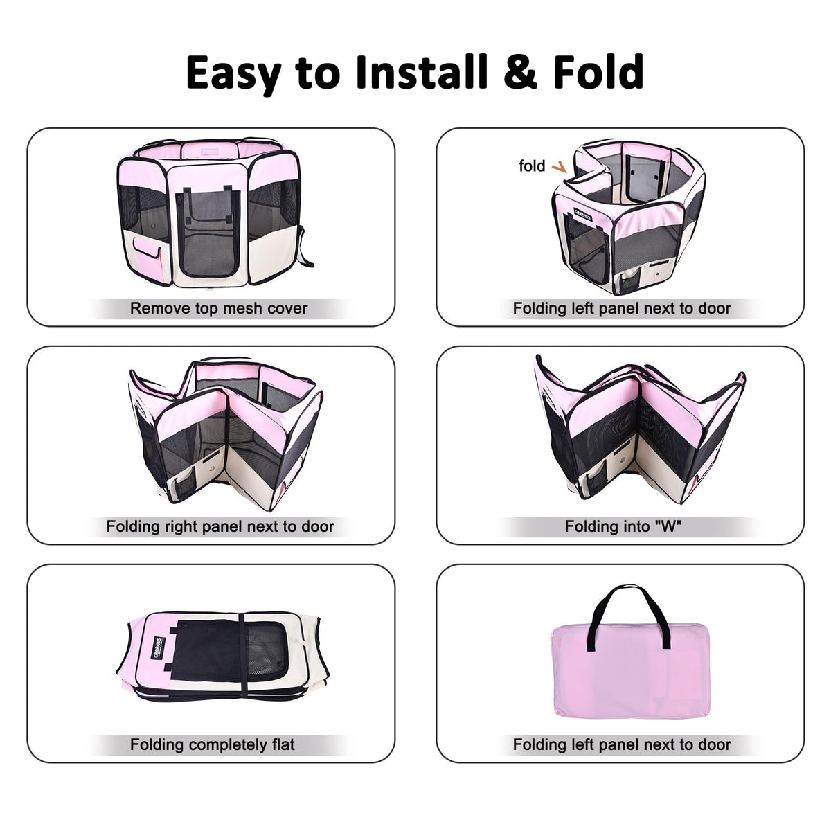 JESPET Pet Playpen in 36x36x24 Inch (Pack of 1), Pink