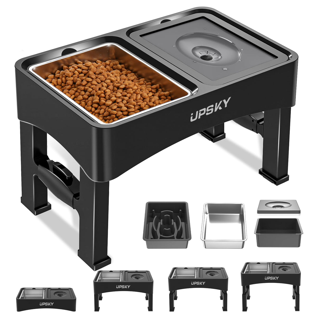 UPSKY Pet Feeder in C-3 in 1 (Black)