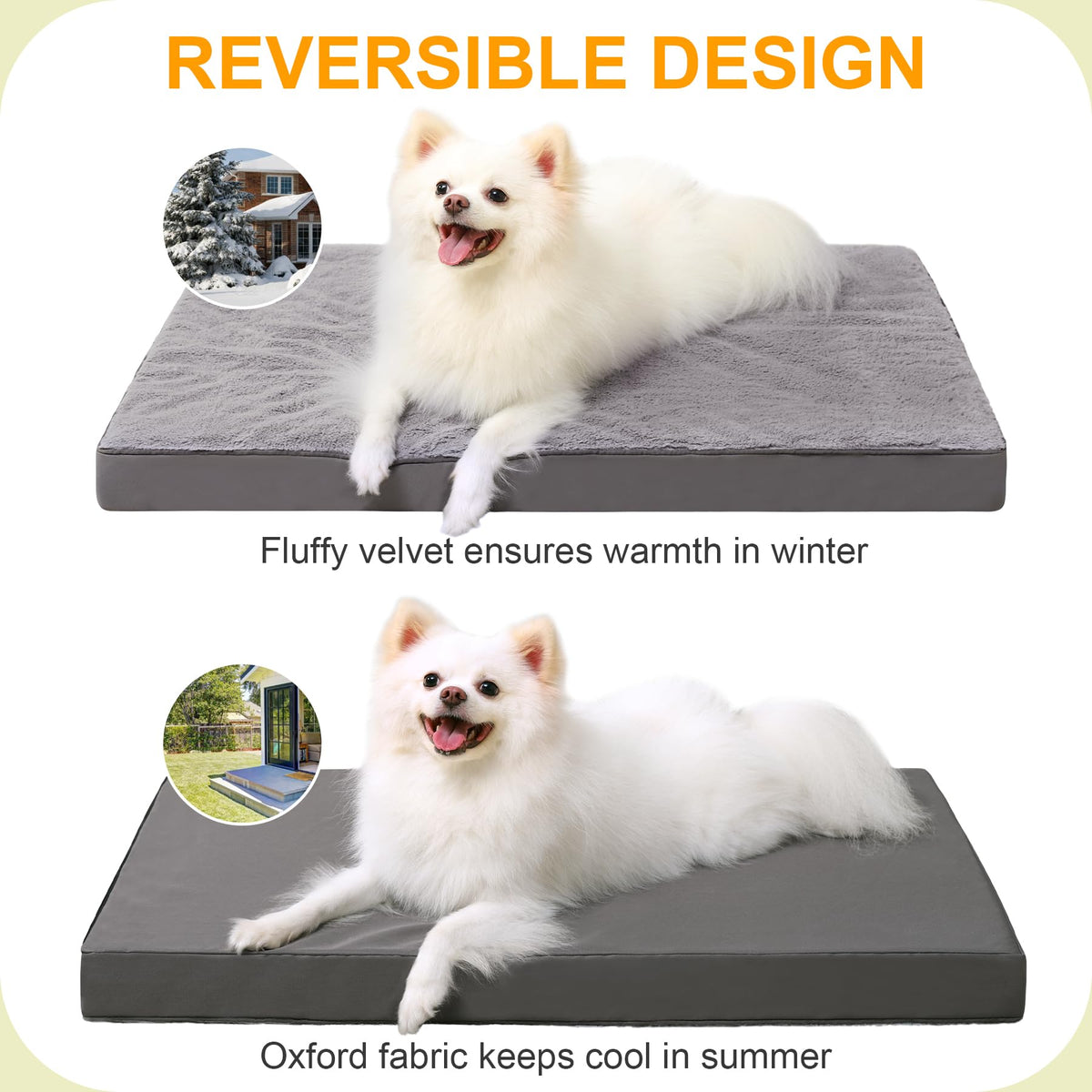 KSIIA Pet Bed Mat in 23.0"L x 17.0"W x 3.0"Th, Dark Grey