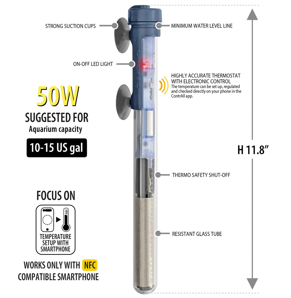 Sicce Immersion Heater in 50 Watt (10-15 Gallon)