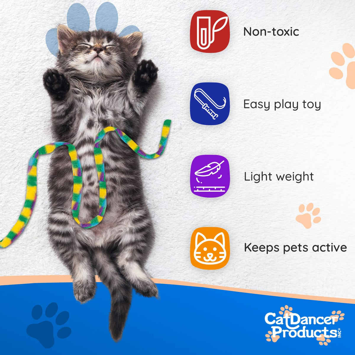 Cat Dancer Pet Toy in 1 pack, Multi Color Pattern (Colors Vary)