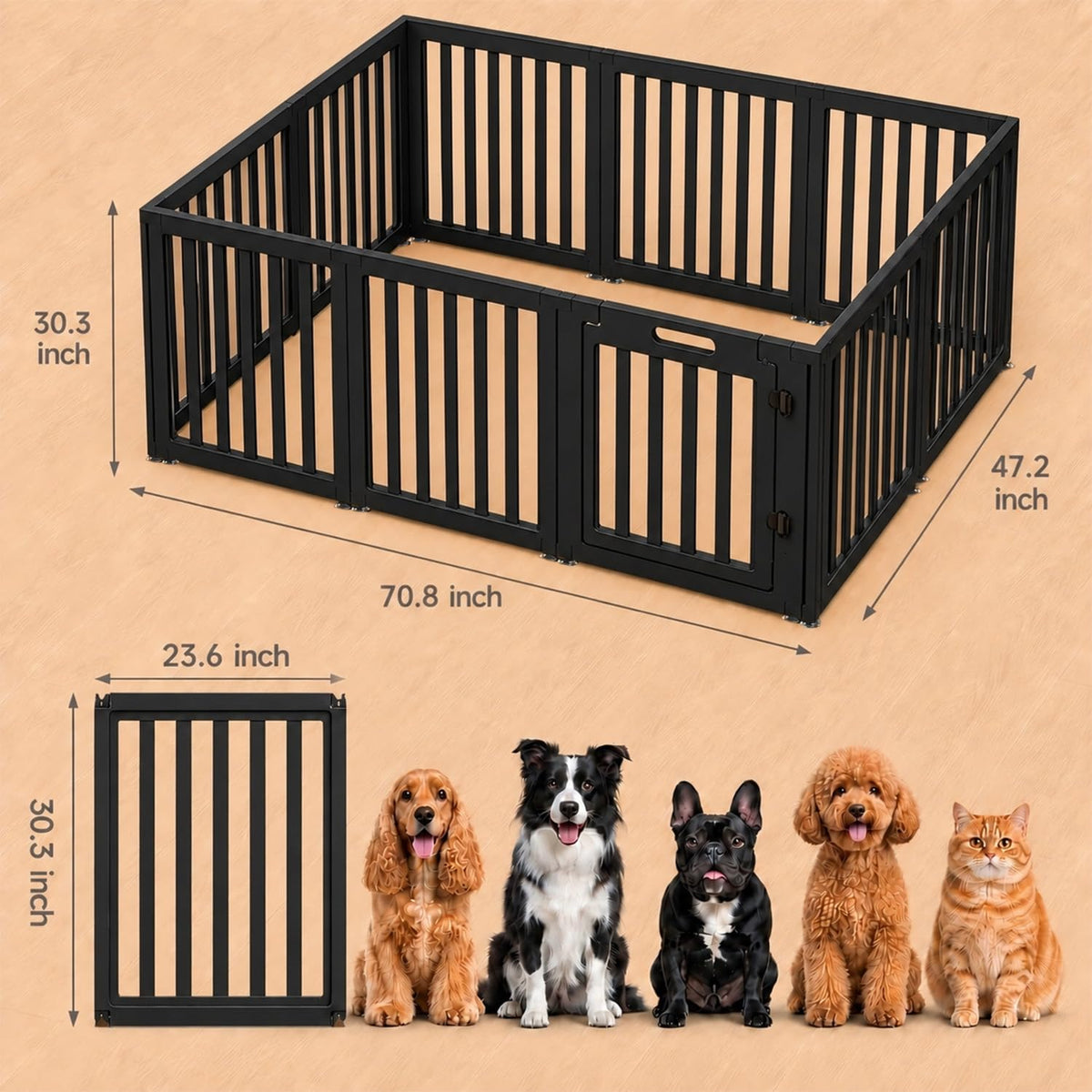 everfront Pet Playpen in 30", Black